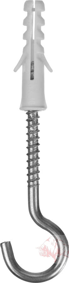 Дюбель распорный полипропиленовый, тип "ЕВРО", в комплекте с шурупом-полукольцом, 6 х 30 / 4 х 65 мм, 8 шт, ЗУБР