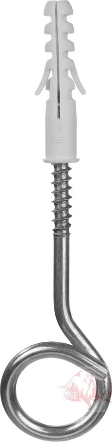 Дюбель распорный полипропиленовый, тип "ЕВРО", в комплекте с шурупом-кольцом, 12 х 60 / 8 х 135 мм, 2 шт, ЗУБР
