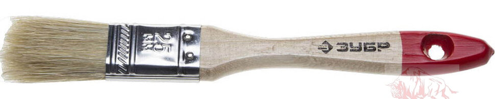 Кисть плоская ЗУБР "УНИВЕРСАЛ-СТАНДАРТ ", натуральная щетина, деревянная ручка, 25мм