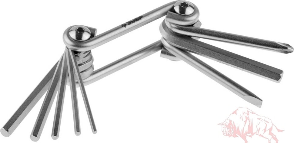 Набор ЗУБР Ключи "МАСТЕР" имбусовые складные, Cr-V сталь, сатинированное покрытие, HEX 2-6 мм, SL 5 мм, PH № 2, 8-в-1